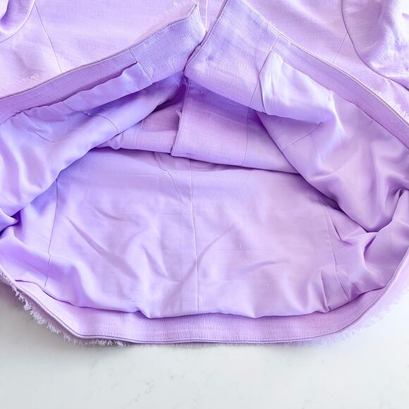 Worth Pastel Lavender Crepe Tulle Trim Jacket Blazer size 12 - Picture 7 of 9